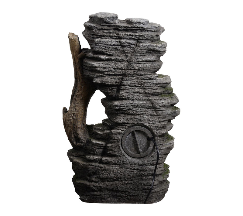 Teamson Home Outdoor 32" Cascading Faux Rock &Wood Fountain — View 2
