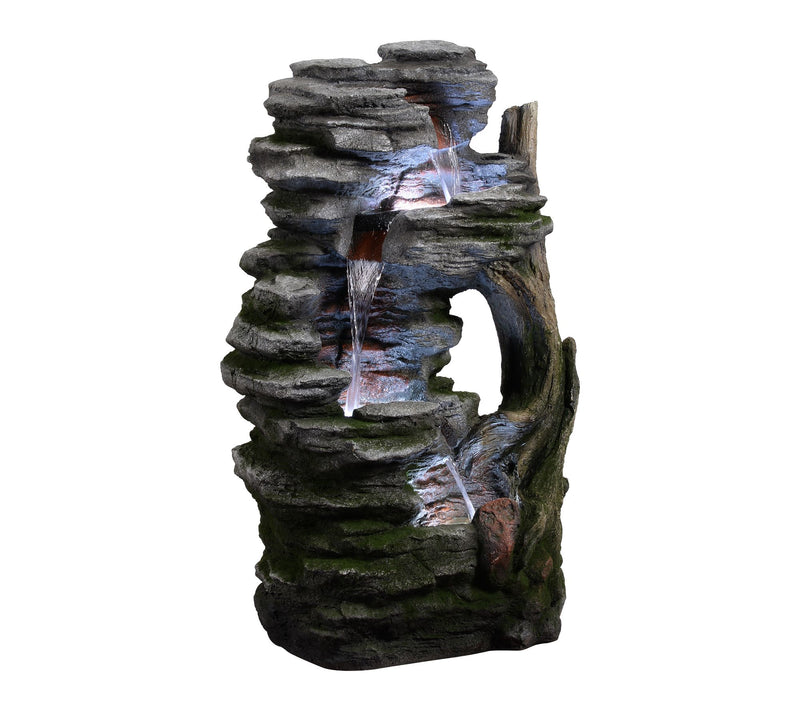 Teamson Home Outdoor 32" Cascading Faux Rock &Wood Fountain — View 5