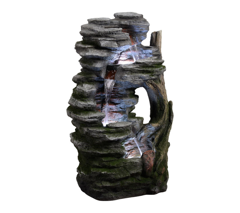 Teamson Home Outdoor 32" Cascading Faux Rock &Wood Fountain — View 7