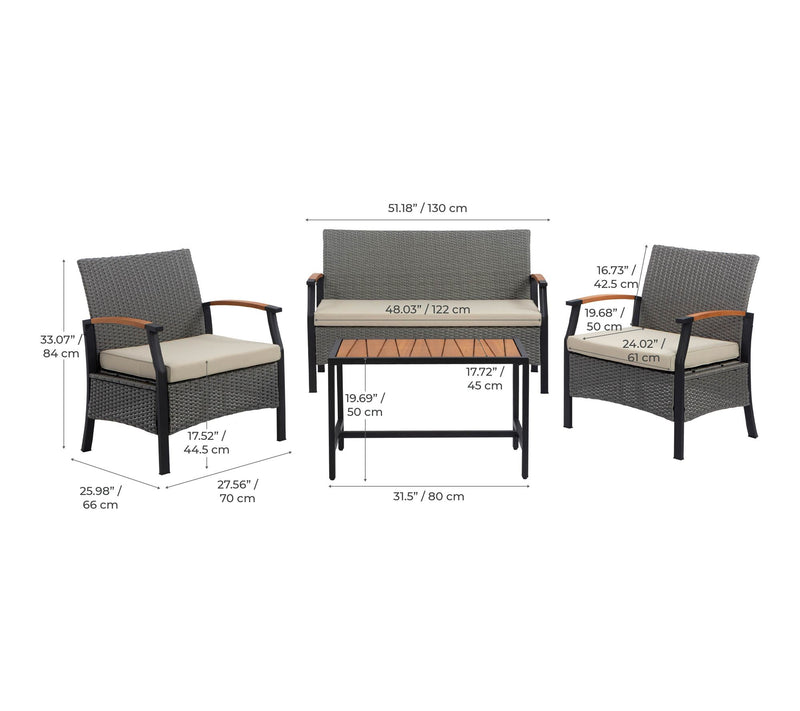 Teamson Home Wooden Armrests Outdoor Conversation Set — View 2