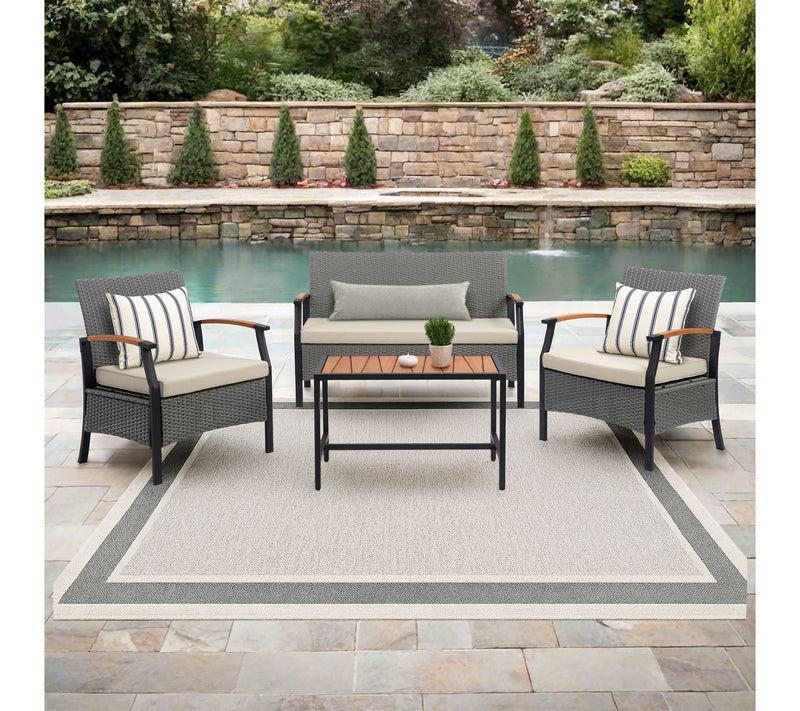 Teamson Home Wooden Armrests Outdoor Conversation Set — View 5
