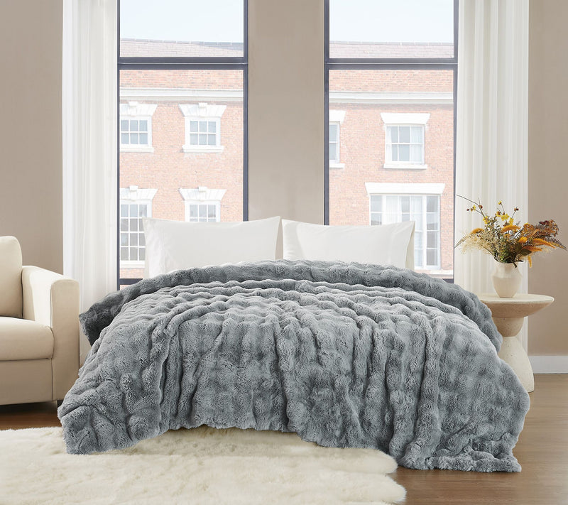 Brooklyn Loom Bubble Faux Fur Twin/TXL Blanket — View 10