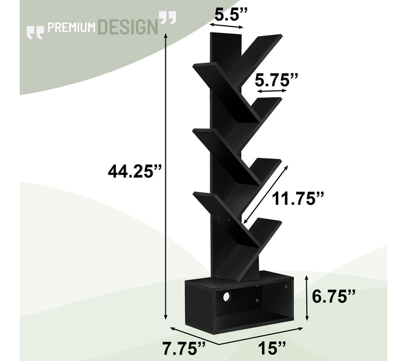 Sorbus 7 Tier Tree Bookshelf with Storage — View 5