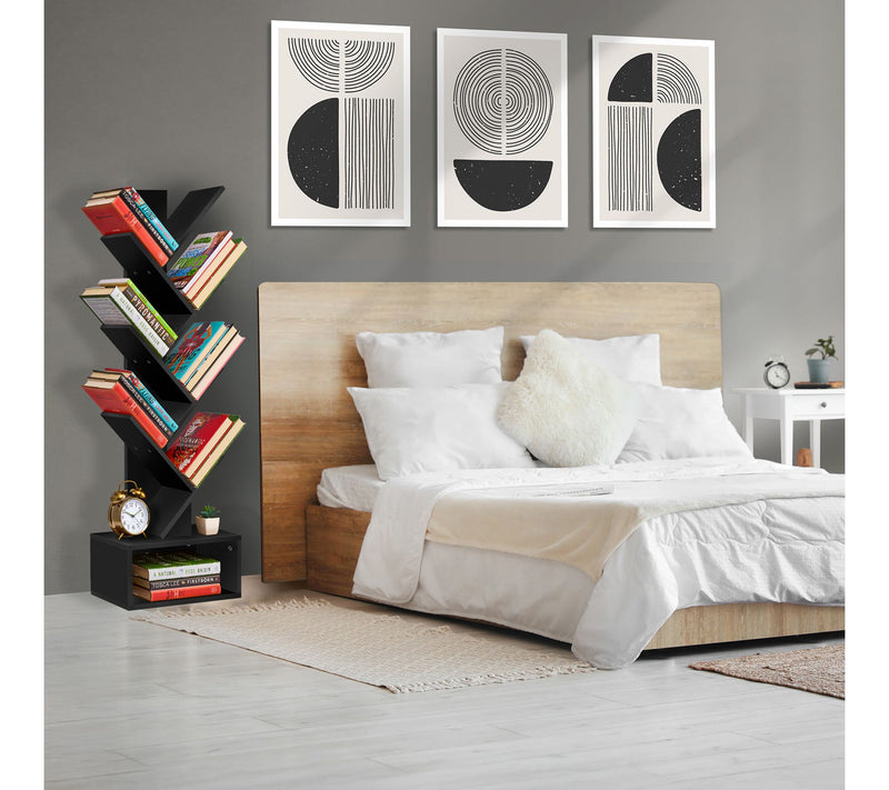 Sorbus 7 Tier Tree Bookshelf with Storage — View 4