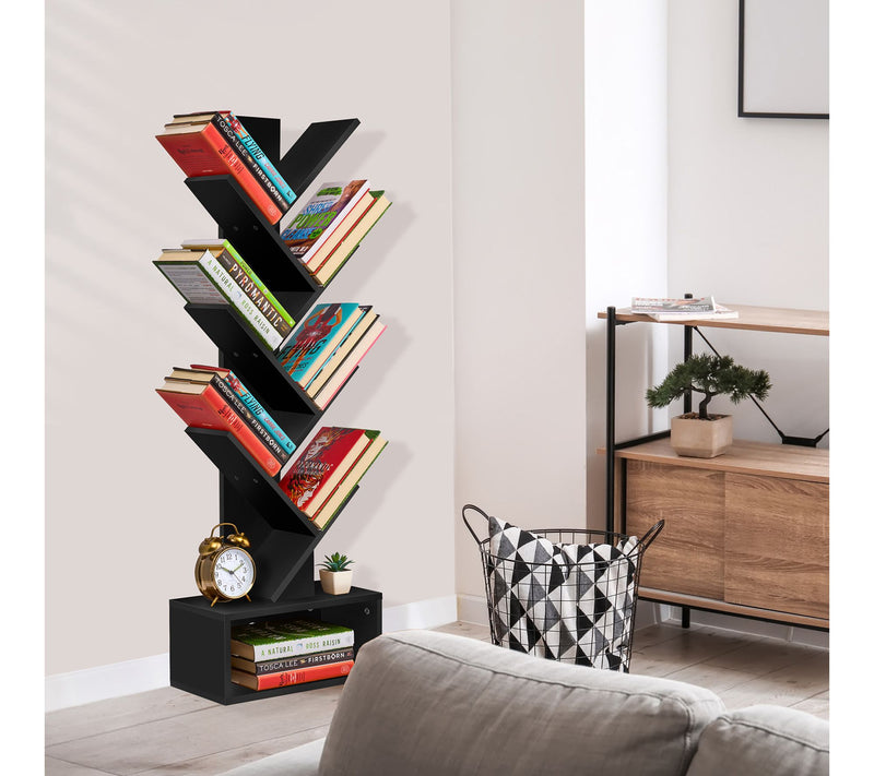 Sorbus 7 Tier Tree Bookshelf with Storage — View 2