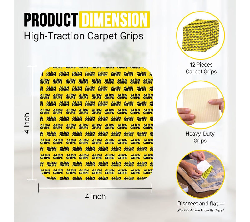 Alien Tape Pre-Cut Double-Sided Set of 12 Carpet Grips — View 4