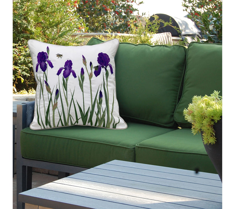 Iris and Bee Indoor/Outdoor Throw Pillow by Valerie — Main view