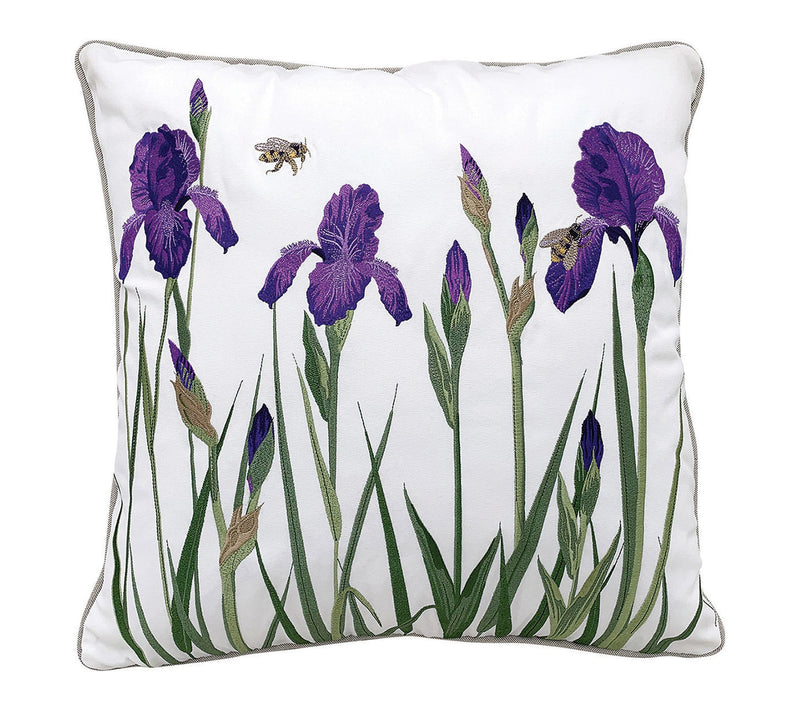 Iris and Bee Indoor/Outdoor Throw Pillow by Valerie — View 2