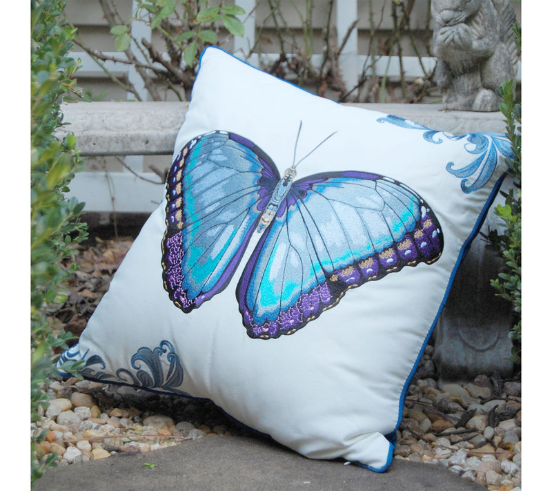 Bold Blue Butterfly Indoor/Outdoor Accent ThrowPillow Decor b — Main view