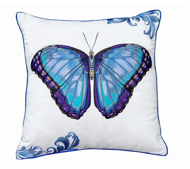 Bold Blue Butterfly Indoor/Outdoor Accent ThrowPillow Decor b — View 2
