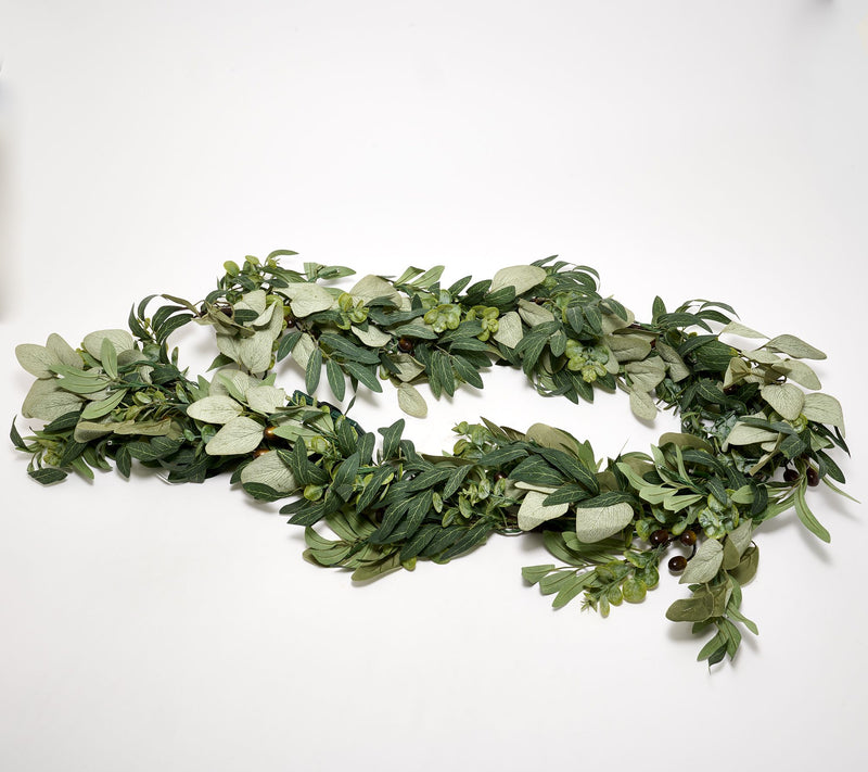 "As Is" Bethlehem Lights 6' Illum Eucalyptus and Olive Garland — Main view