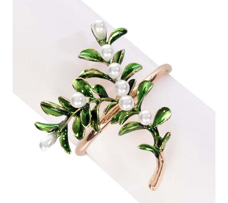 Pearls and Leaves Tabletop Napkin Rings Set of4 by Valarie — Main view