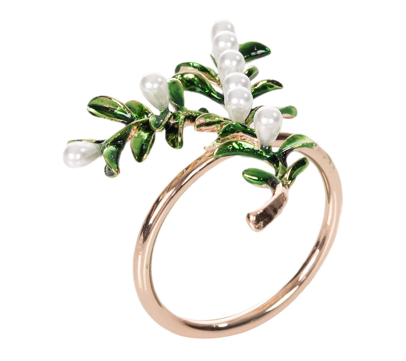 Pearls and Leaves Tabletop Napkin Rings Set of4 by Valarie — View 2
