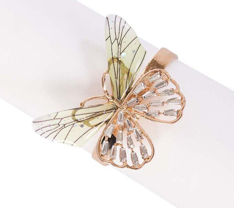 Crystal Butterfly Tabletop Napkin Rings Set of4 by Valarie — Main view