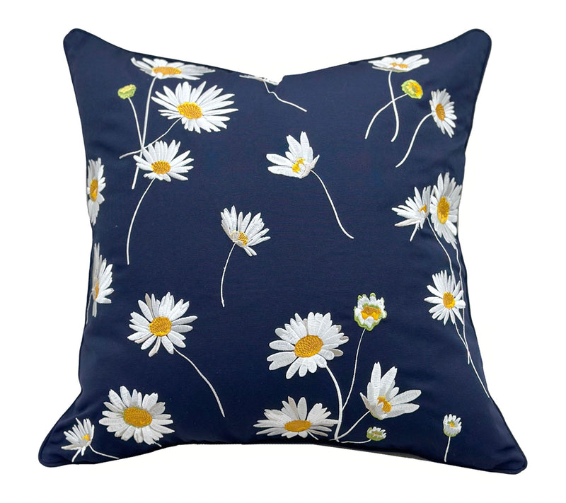 Navy Daisy Indoor/Outdoor Accent Throw Pillow Decor by Valerie — Main view