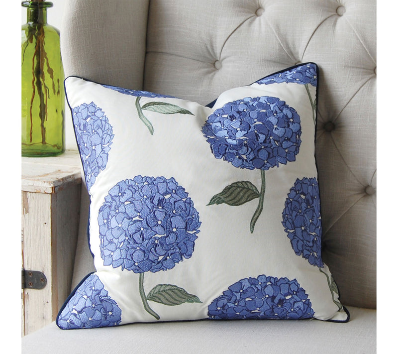 Hydrangea Indoor/Outdoor Throw Pillow by Valerie — View 2