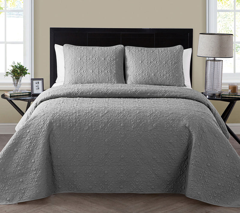 VCNY Home Caroline Embossed Floral Quilt Set, King — View 12