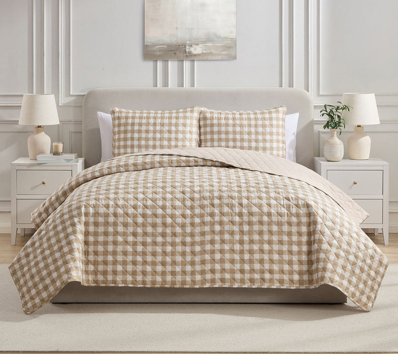 VCNY Home Gingham Microfiber Quilt Set, Twin — View 12