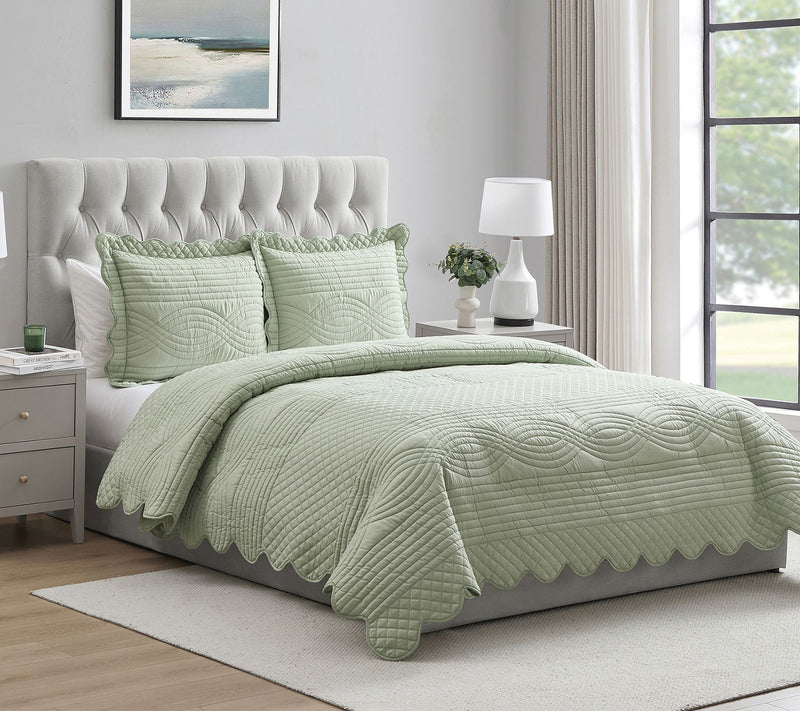 VCNY Home Scallop Microfiber Quilt Set, Twin — View 2