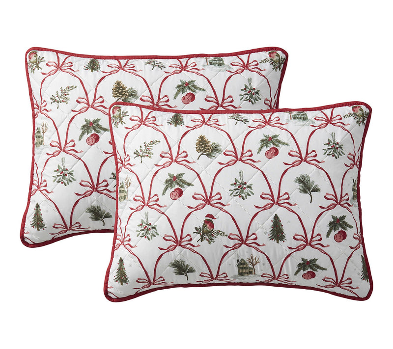VCNY Home Multi Christmas Bow Microfiber QuiltSet, King — View 5