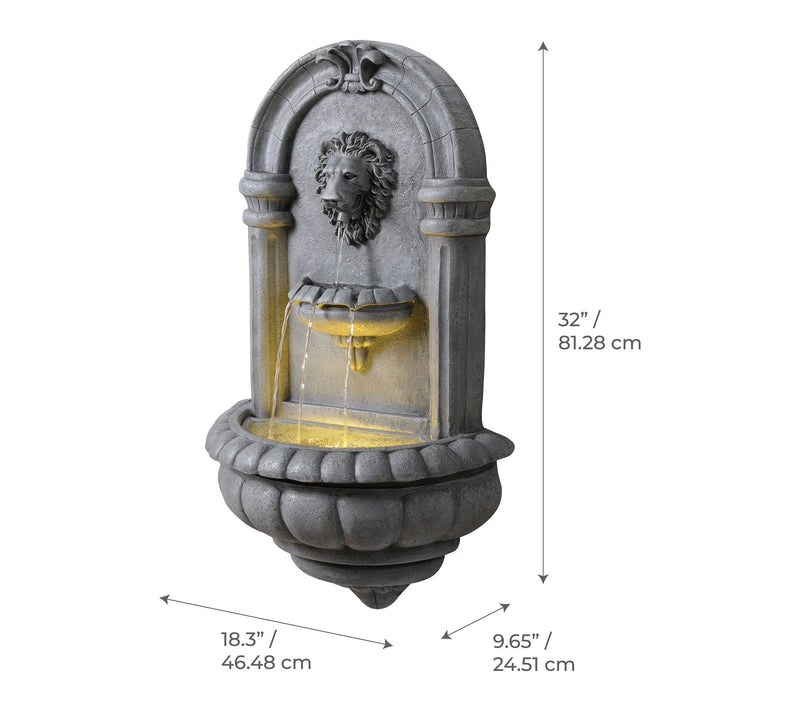 Teamson Home Outdoor 32" Lion Head Wall Fountain — View 6