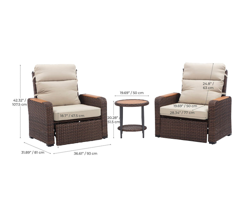 Teamson Home Wicker Frame & Wood Armrests Outdo or Recliner Se — View 5