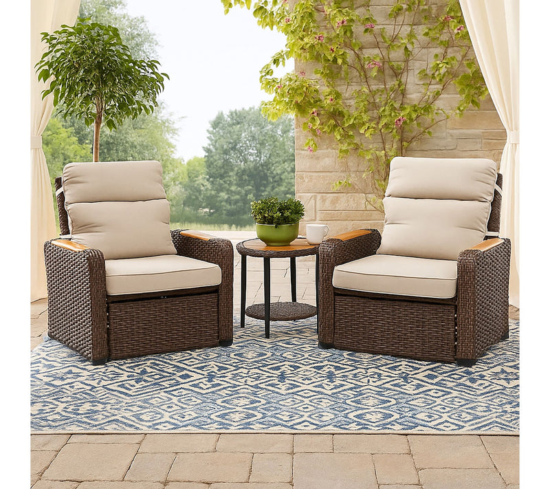 Teamson Home Wicker Frame & Wood Armrests Outdo or Recliner Se — View 7