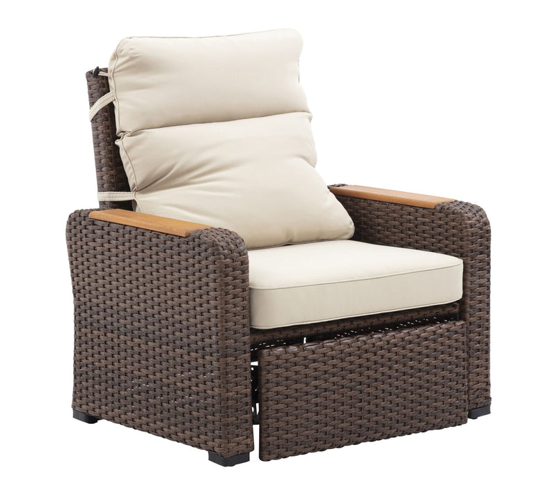 Teamson Home Wicker Frame & Wood Armrests Outdo or Recliner Se — View 2