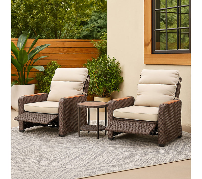 Teamson Home Wicker Frame & Wood Armrests Outdo or Recliner Se — View 8