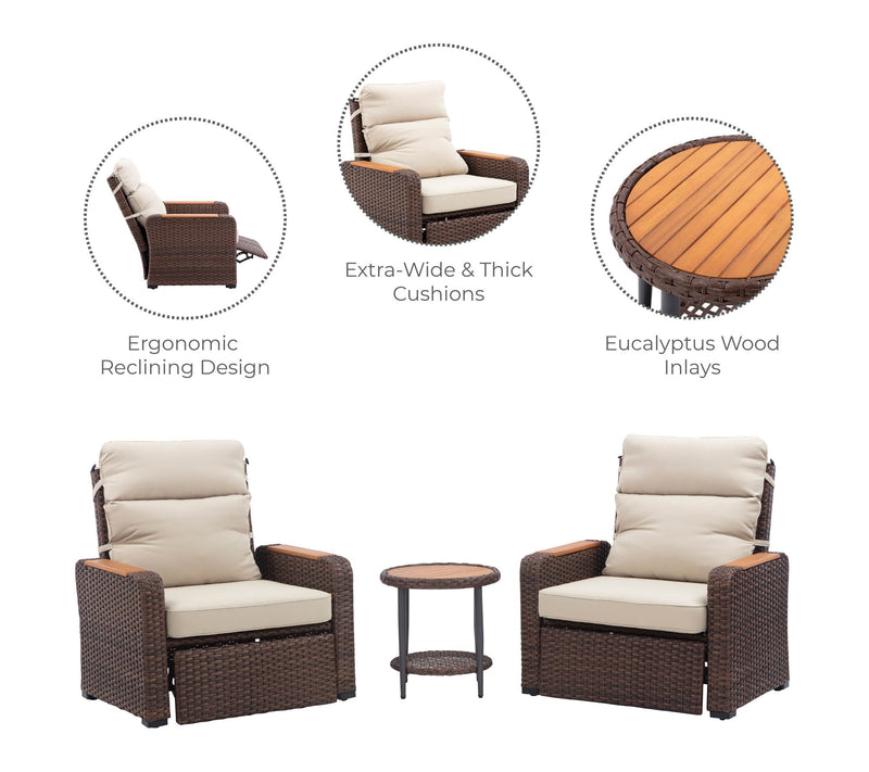 Teamson Home Wicker Frame & Wood Armrests Outdo or Recliner Se — View 6