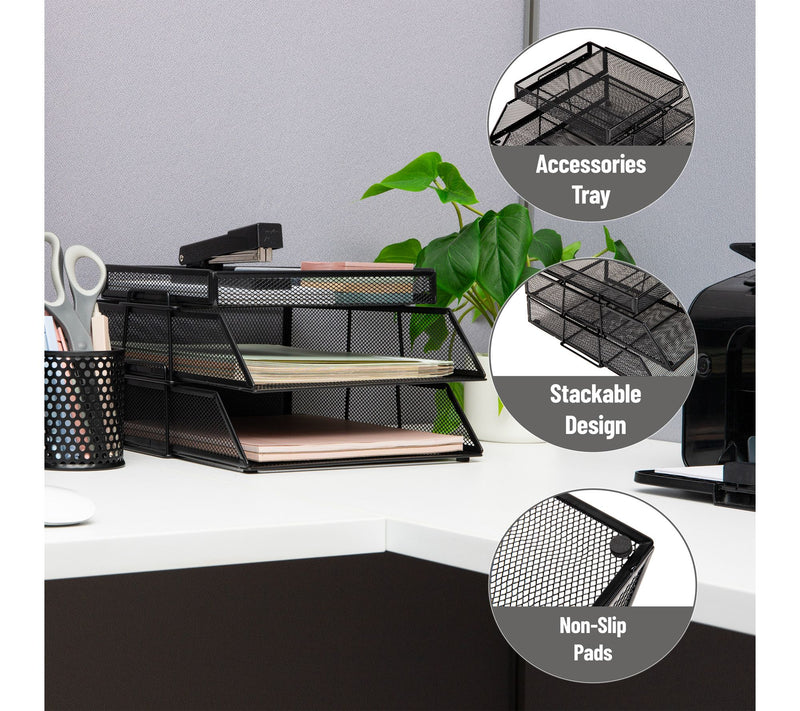Mind Reader 2 Tier Paper Tray with Top Supply Compartment — View 4
