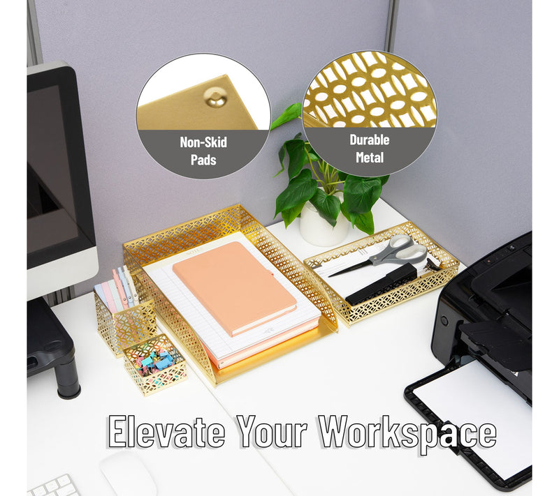 Mind Reader Gold Desk Organizer 4-Piece Set — View 4