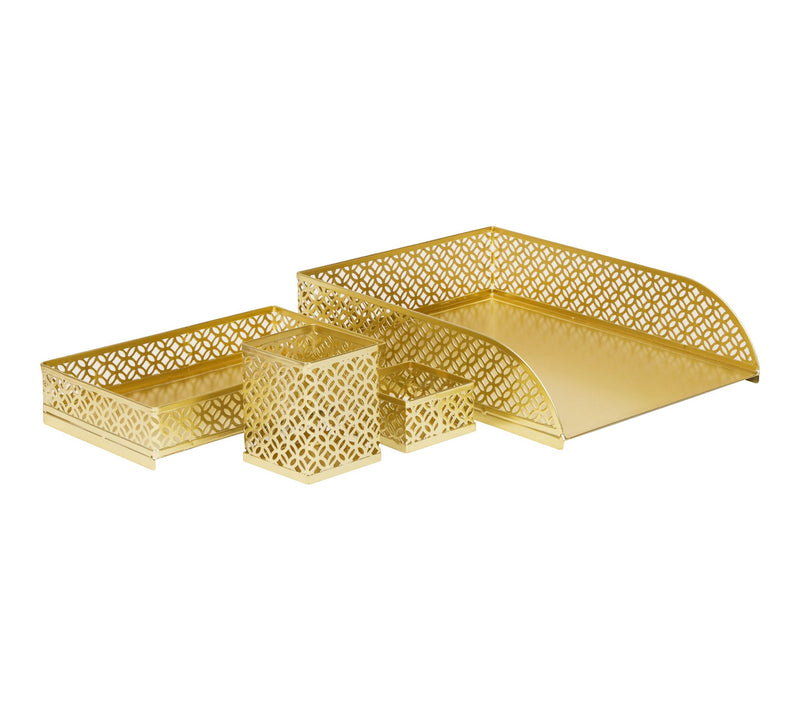 Mind Reader Gold Desk Organizer 4-Piece Set — View 7