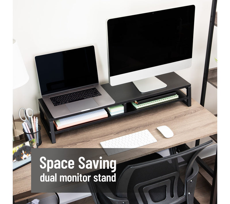 Mind Reader 2-Tier MDF Double Monitor Stand, Dual Screen Riser — View 4