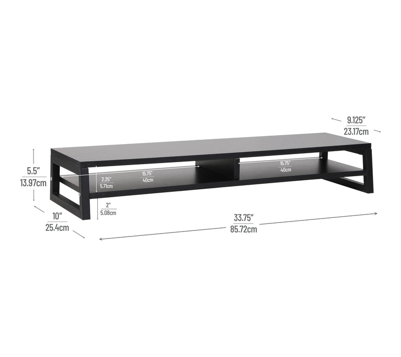 Mind Reader 2-Tier MDF Double Monitor Stand, Dual Screen Riser — View 3