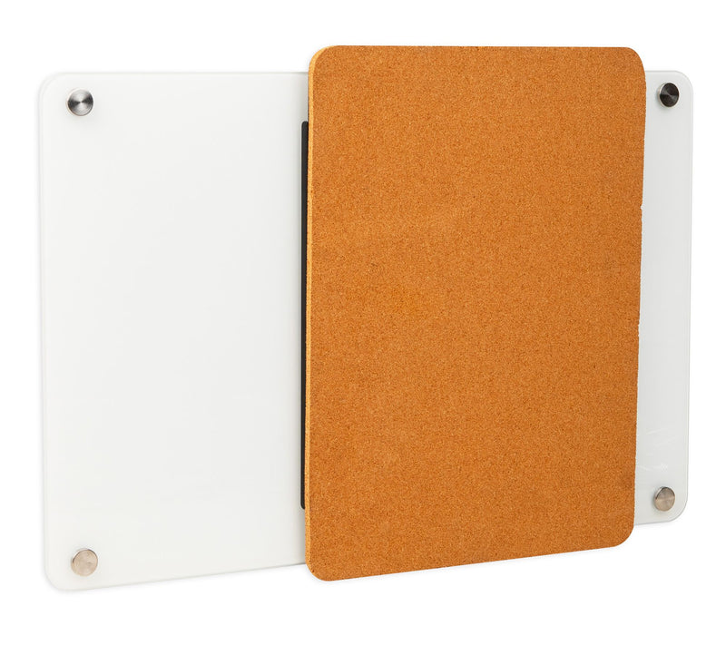Mind Reader Glass Dry Erase Board with SlidingCorkboard — View 7