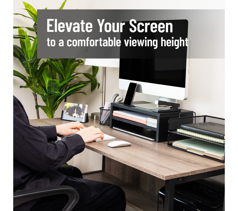 Mind Reader Monitor Stand with Phone Slot and Storage — View 2