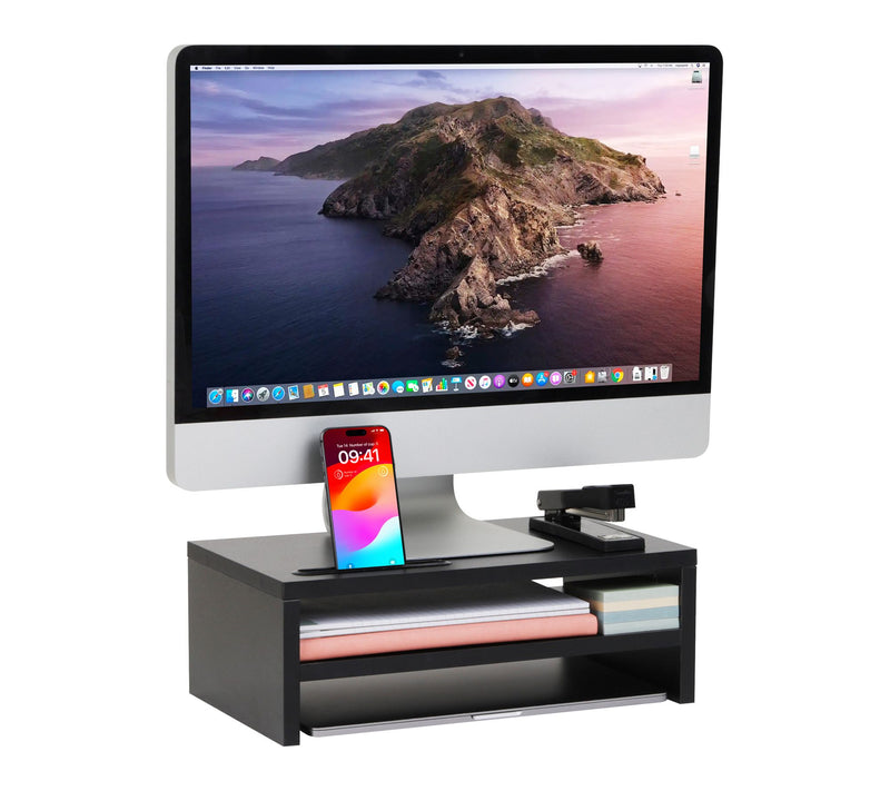 Mind Reader Monitor Stand with Phone Slot and Storage — View 8