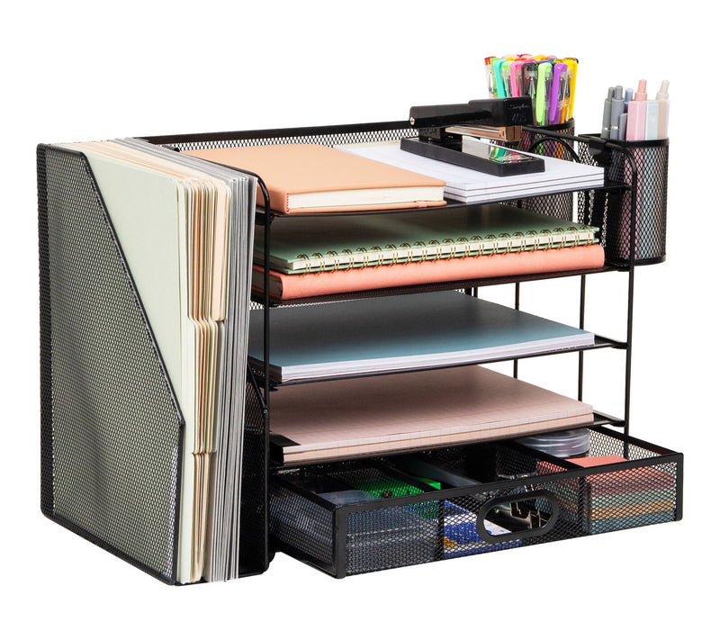Mind Reader Mesh Office Desktop Organizer, Black — Main view