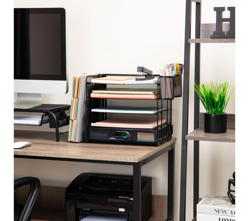 Mind Reader Mesh Office Desktop Organizer, Black — View 7