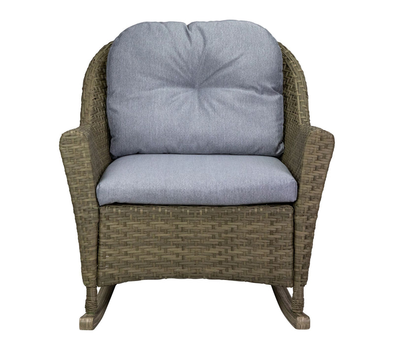 Northlight 34" Gray Resin Wicker Rocker Chair w / Cushions — Main view