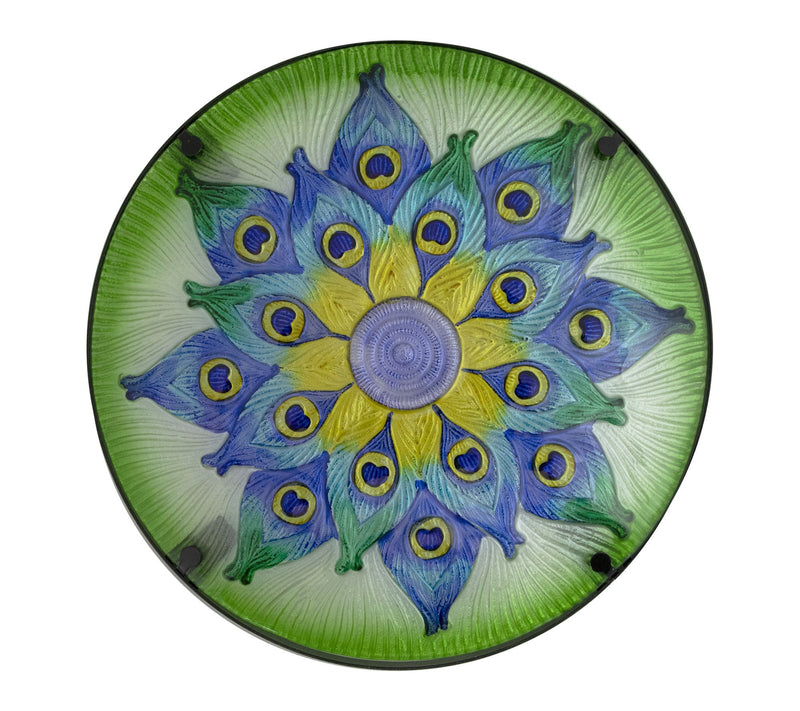 Northlight 19" Green Blue Peacock Glass Patio Side Table — View 3