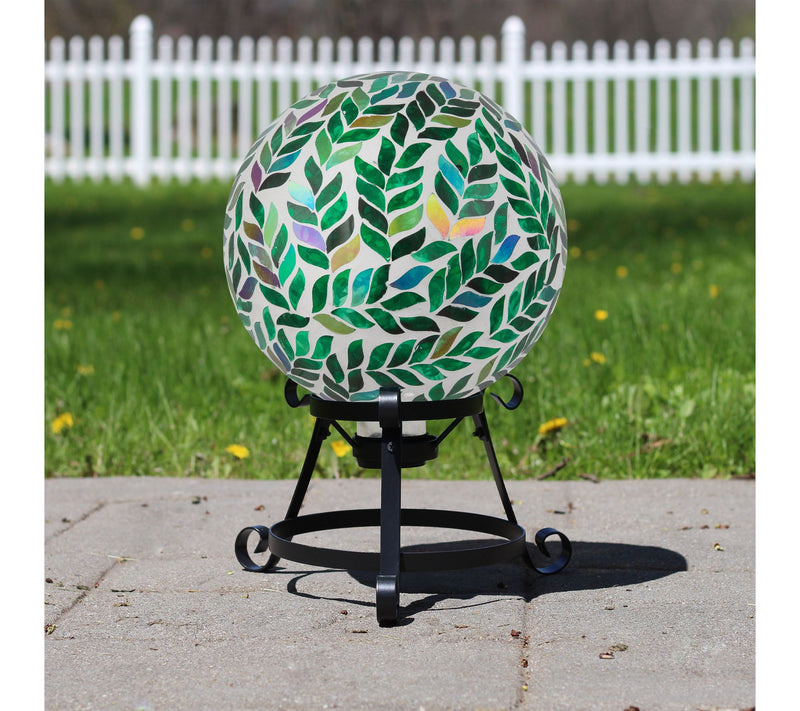 Northlight 10" Mosaic Iridescent Leaves GazingBall — View 2
