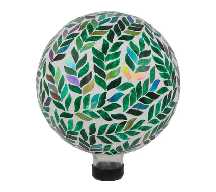 Northlight 10" Mosaic Iridescent Leaves GazingBall