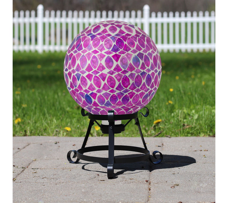 Northlight 10" Iridescent Mosaic Gazing Ball Purple Pink White — View 2