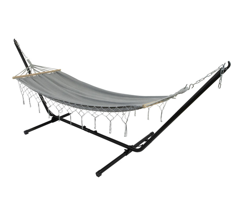 Northlight Hammock w/ Netted Fringe & Wooden Bars 100" x 41" — View 4