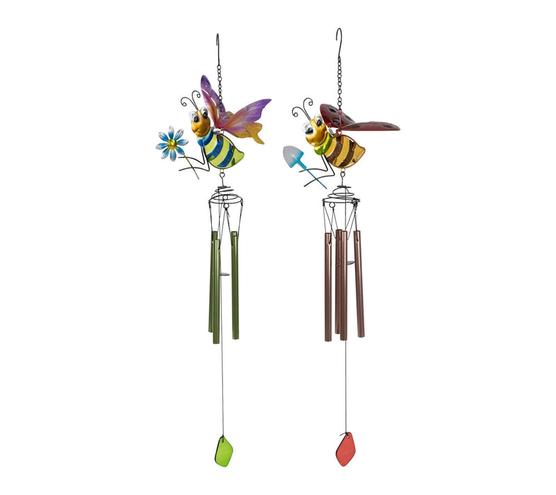 Northlight Pink Green Bees Garden Windchimes -30" Set of 2 — View 3