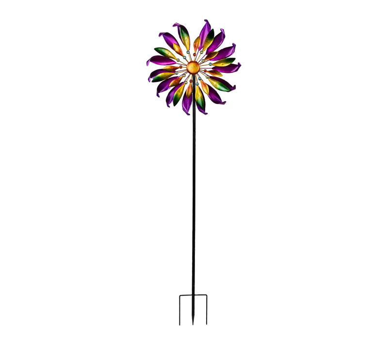 Northlight Mardi Gras Flower Pinwheel Garden Stake - 4.5' — Main view