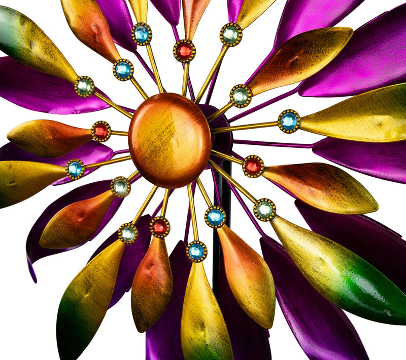 Northlight Mardi Gras Flower Pinwheel Garden Stake - 4.5' — View 3