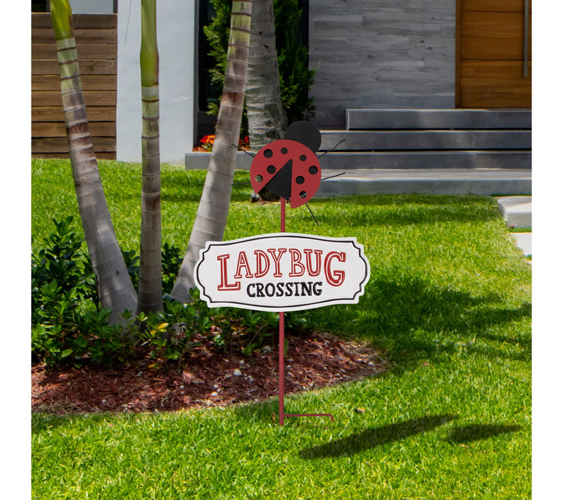 Northlight Ladybug Crossing Metal Outdoor Garden Stake - 23" — View 2